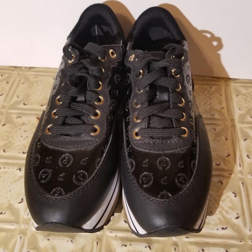 Black and White POLLINI Woman's Leather Sneakers - Picture 6 of 9